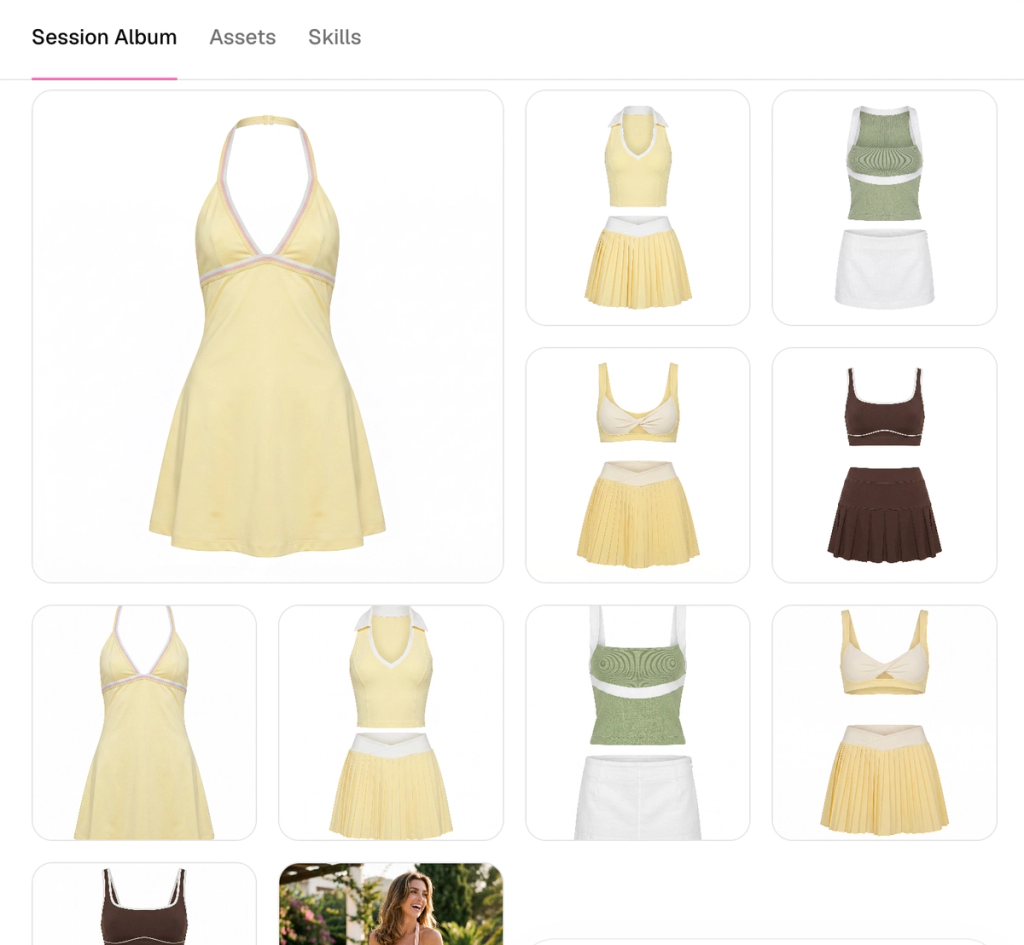 SecretSauce session album showing generated product photography variations
