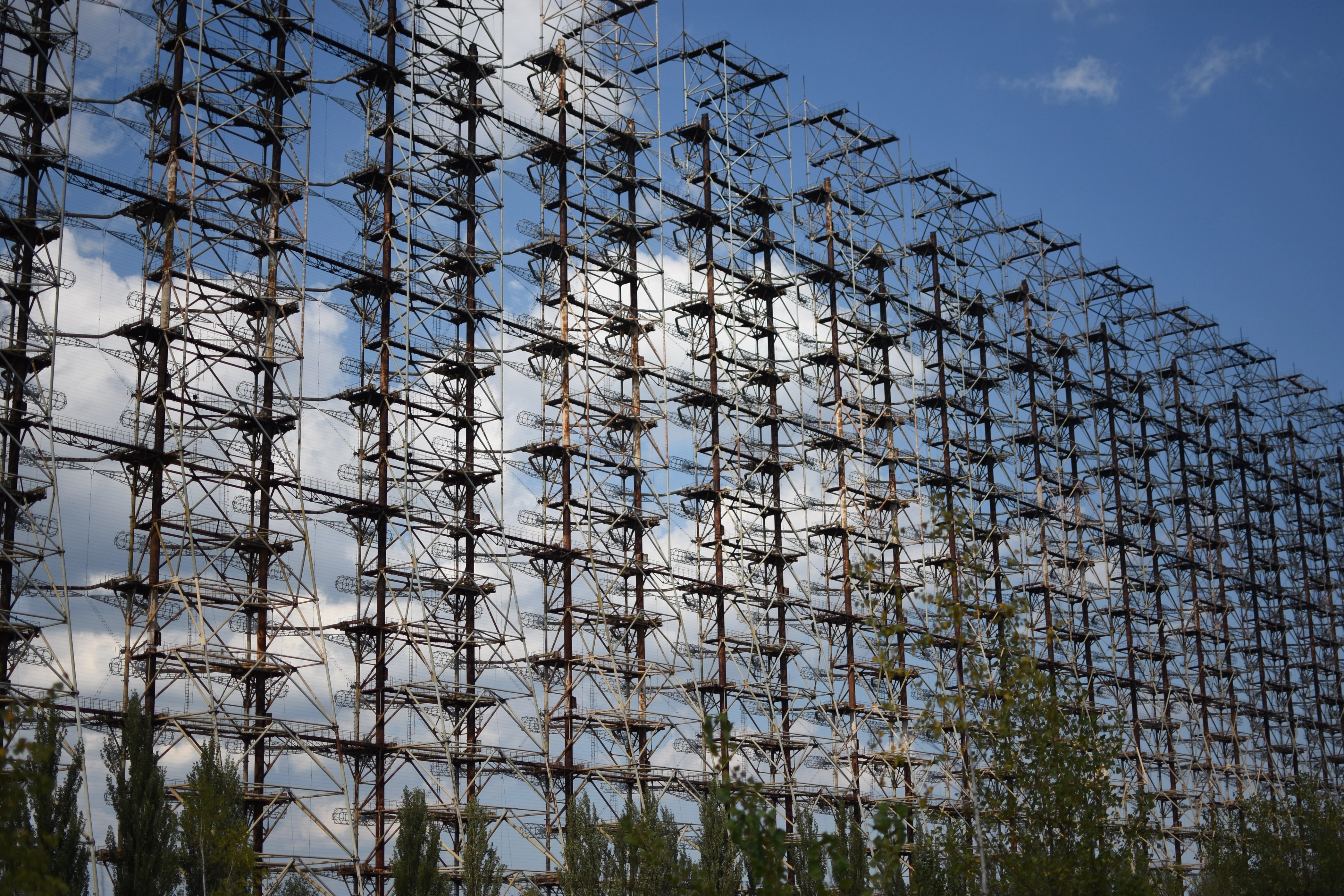 The Duga radar array stretches across the sky.