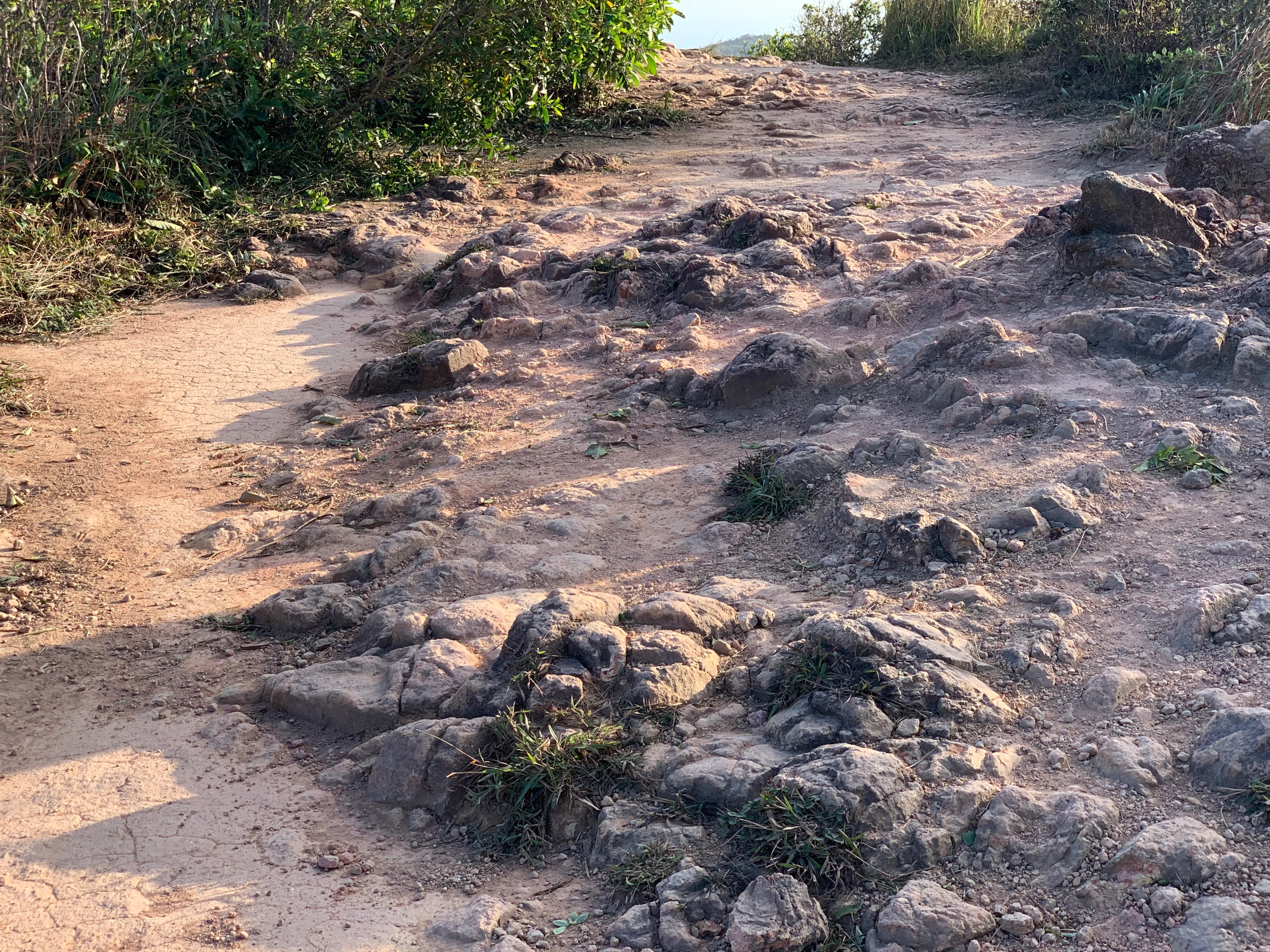 Close view of a rough rocky trail.