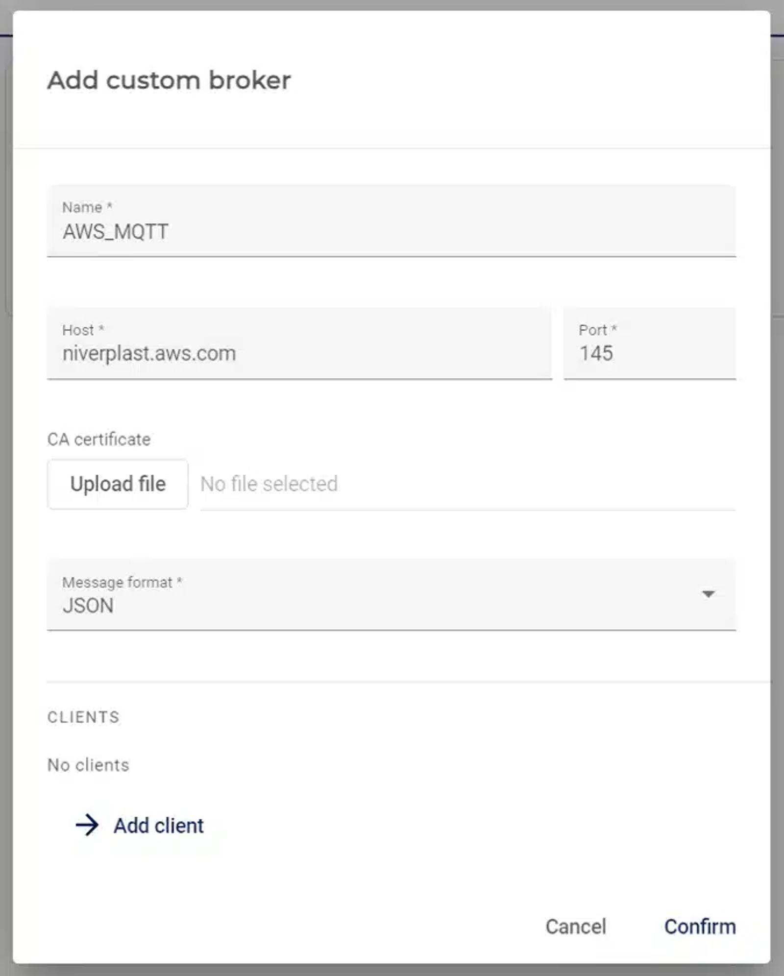 Screenshot: Add custom broker