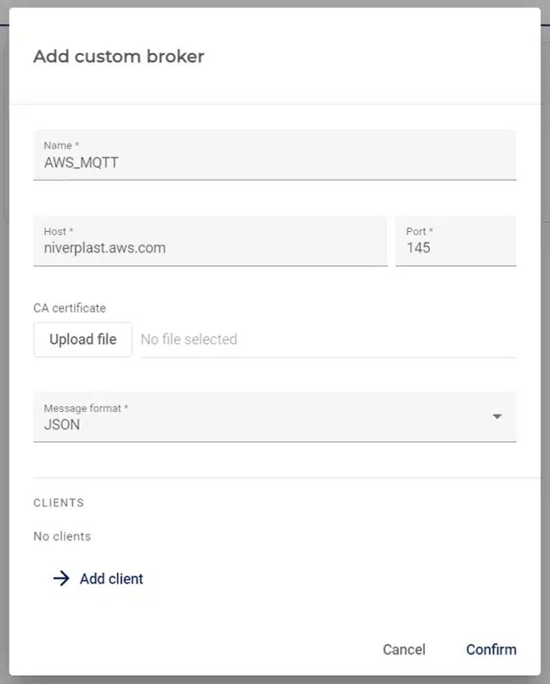 Screenshot: Add custom broker
