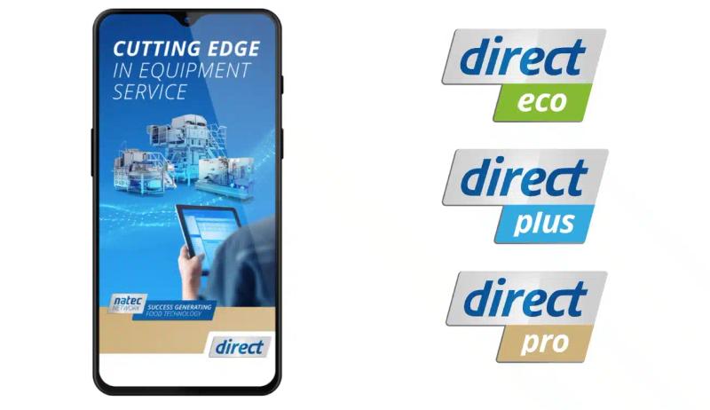 natec Network direct Service-App auf Smartphone mit drei Tarifstufen eco, plus und pro