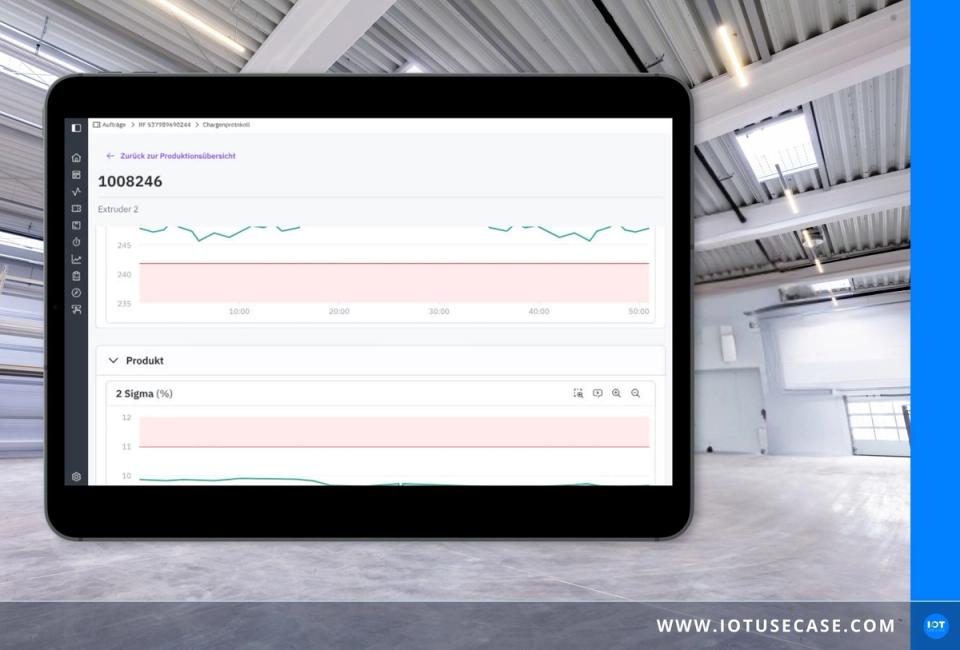 Tablet mit Prozessdaten-Dashboard der Klebebandproduktion bei Mehler EP, gespeist über die ENLYZE Manufacturing Data Platform