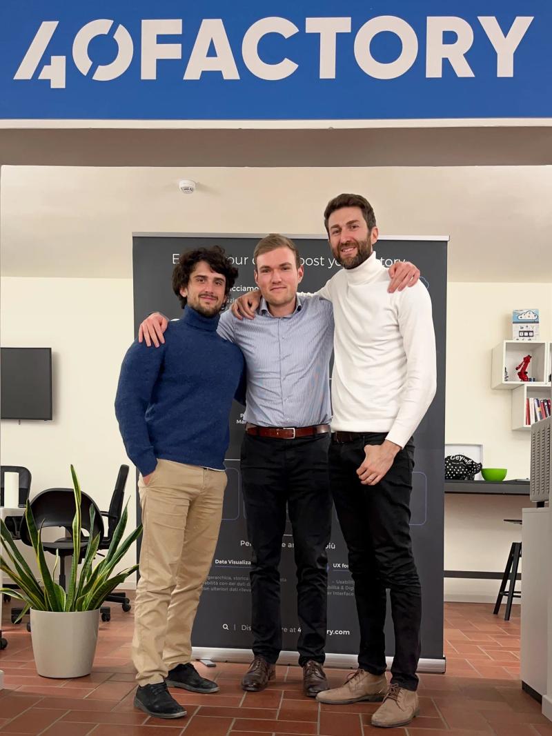 Filippo Ghelfi (links), CTO, 40Factory Srl, Tobias Muehlnikel (Mitte), CTO and CPO Edge Business Unit at Portainer.io, Marco Bressanello (rechts), Business Developer & Strategic Innovation Consulting Manager, 40Factory Srl.