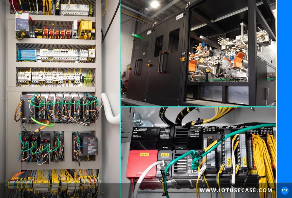 Industrielle Druckmaschine von KELLER für den Mehrfarbdruck auf Flaschen mit Servoachsen über CC-Link IE TSN