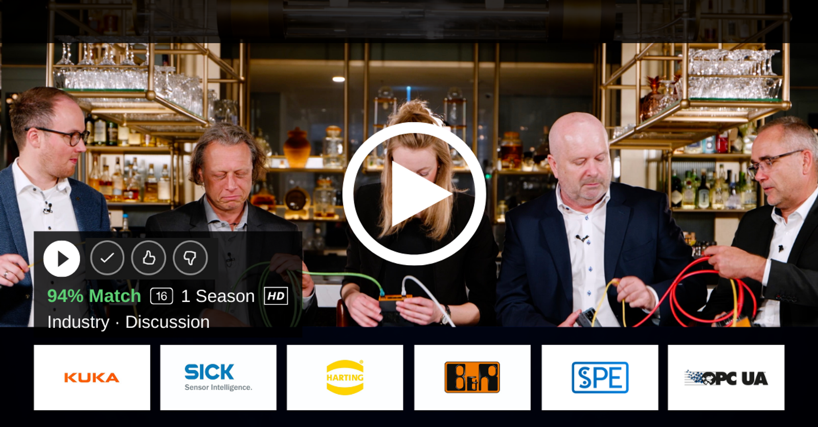 Video-Thumbnail: OPC UA Shopfloor-Diskussion mit Experten von KUKA, SICK, Harting, B&R und SPE