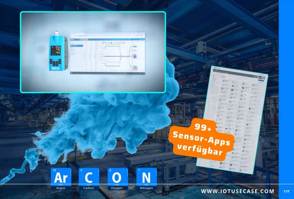 Druckluftleitung in der Produktion mit montiertem Durchflusssensor FTMg von SICK zur Energie- und Leckageüberwachung