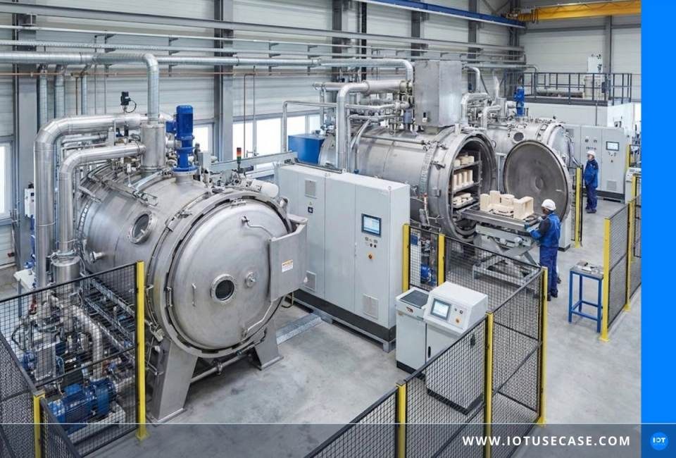 Vacuum and heat treatment system from PVA TePla, machine data captured via a Kontron KBox edge device