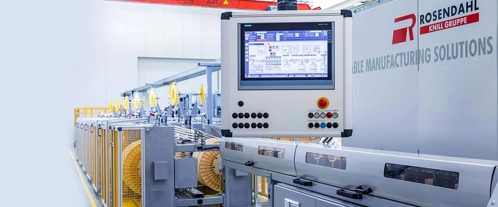 Rosendahl Knill Kabelfertigungsanlage mit HMI-Panel und OPC UA Datenkommunikation