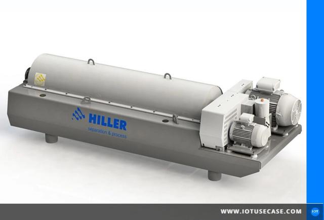 Industrielle Dekantierzentrifuge zur Fest-Flüssig-Trennung von Hiller, deren Daten per Gateway an die IoT-Plattform von A1 Digital gehen