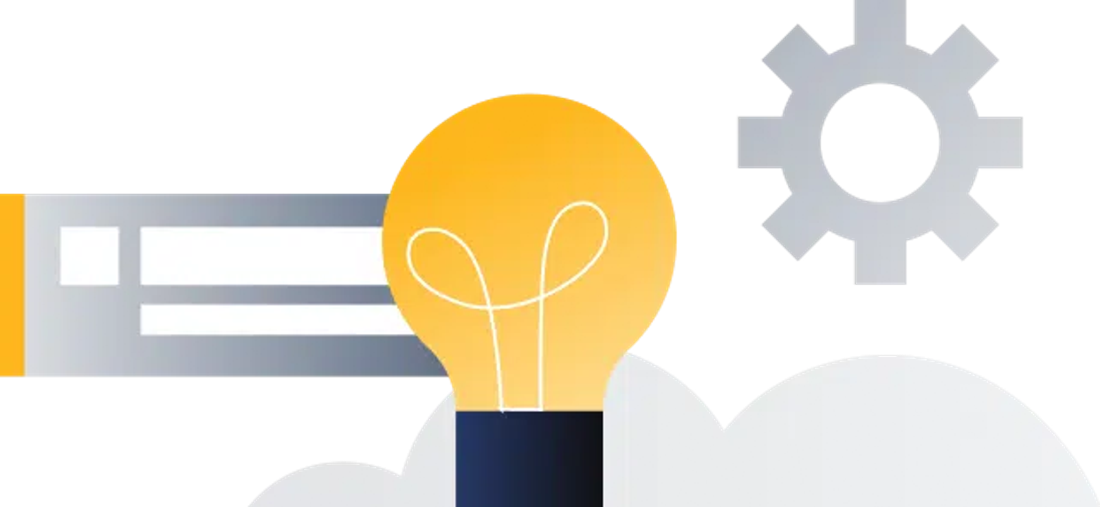 Illustration production optimization: light bulb, gear and process steps