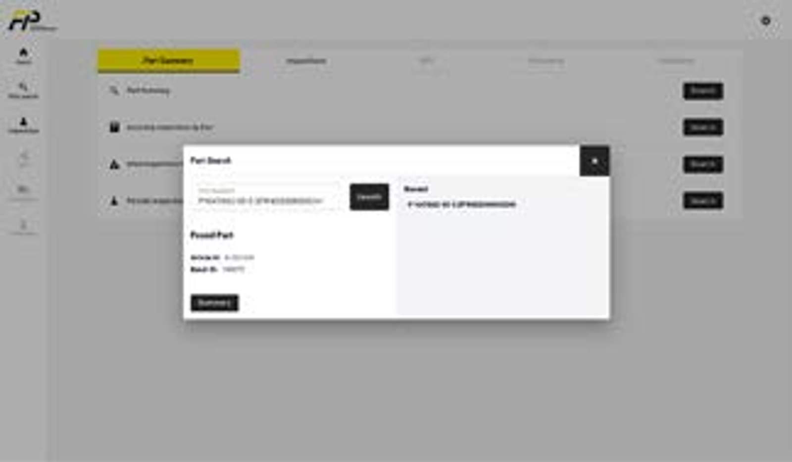 Traceability software: central search at part and batch level