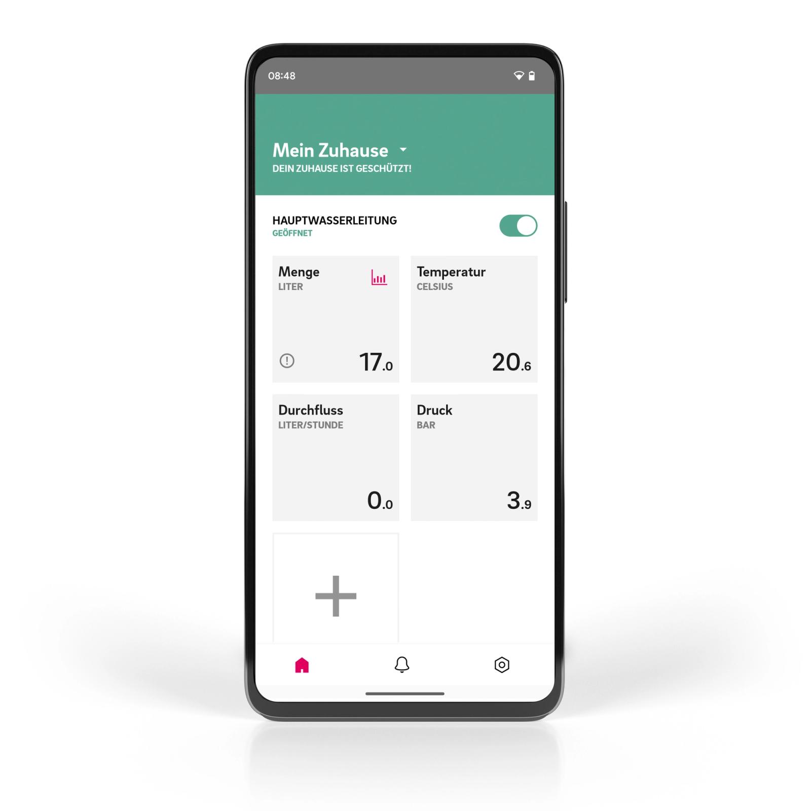REHAU smart home water protection app: home is protected with real-time main water line data