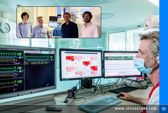 Klinikpersonal an Überwachungsmonitoren, deren Frühwarnsoftware von Innocens über die Container-Plattform Portainer verwaltet wird