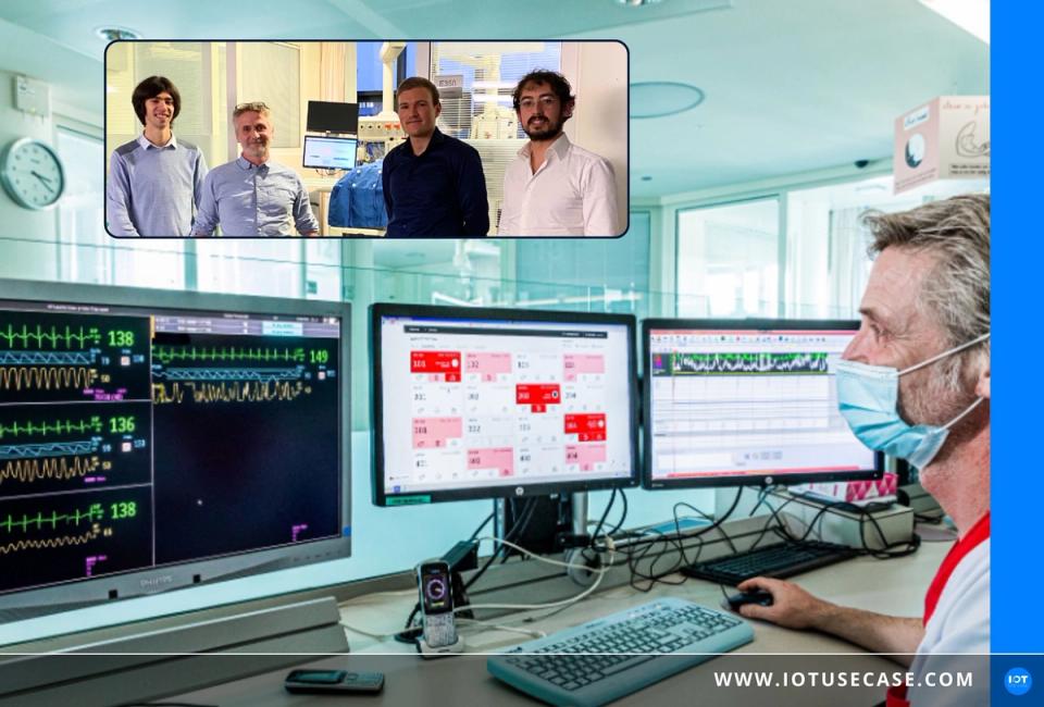Klinikpersonal an Überwachungsmonitoren, deren Frühwarnsoftware von Innocens über die Container-Plattform Portainer verwaltet wird