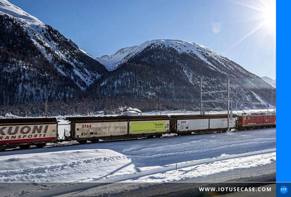Freight cars of the Rhaetian Railway with sensors for shipment tracking, connected to the IoT platform Rail Insight from A1 Digital