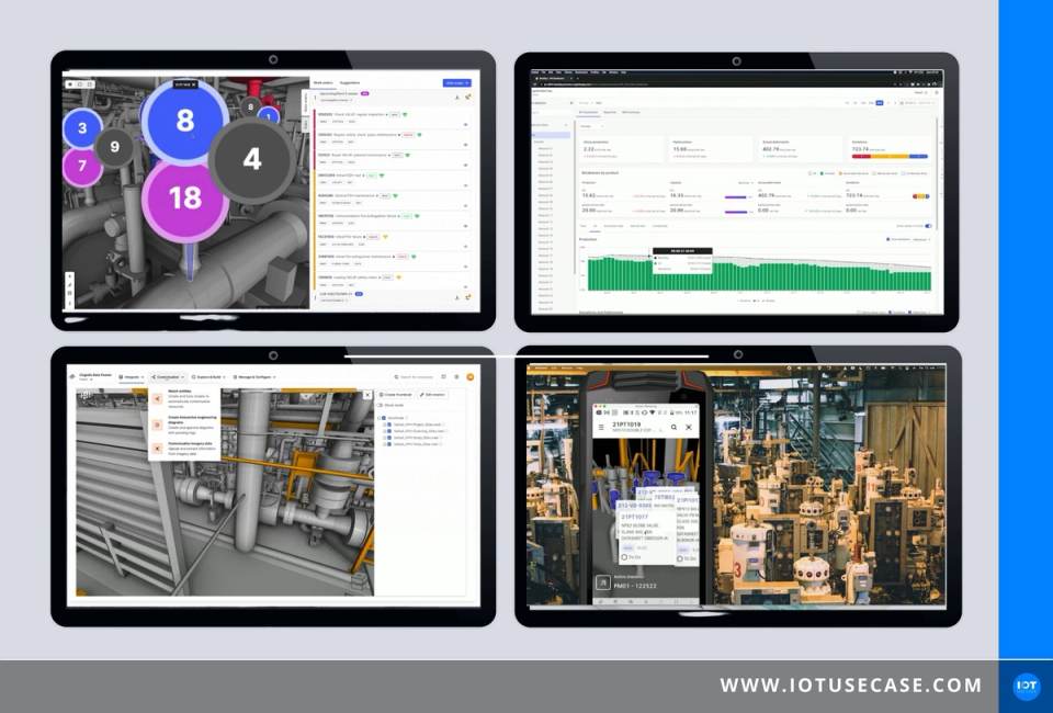 Dashboard mit digitalem Zwilling einer Industrieanlage und kontextualisierten Betriebsdaten in Cognite Data Fusion
