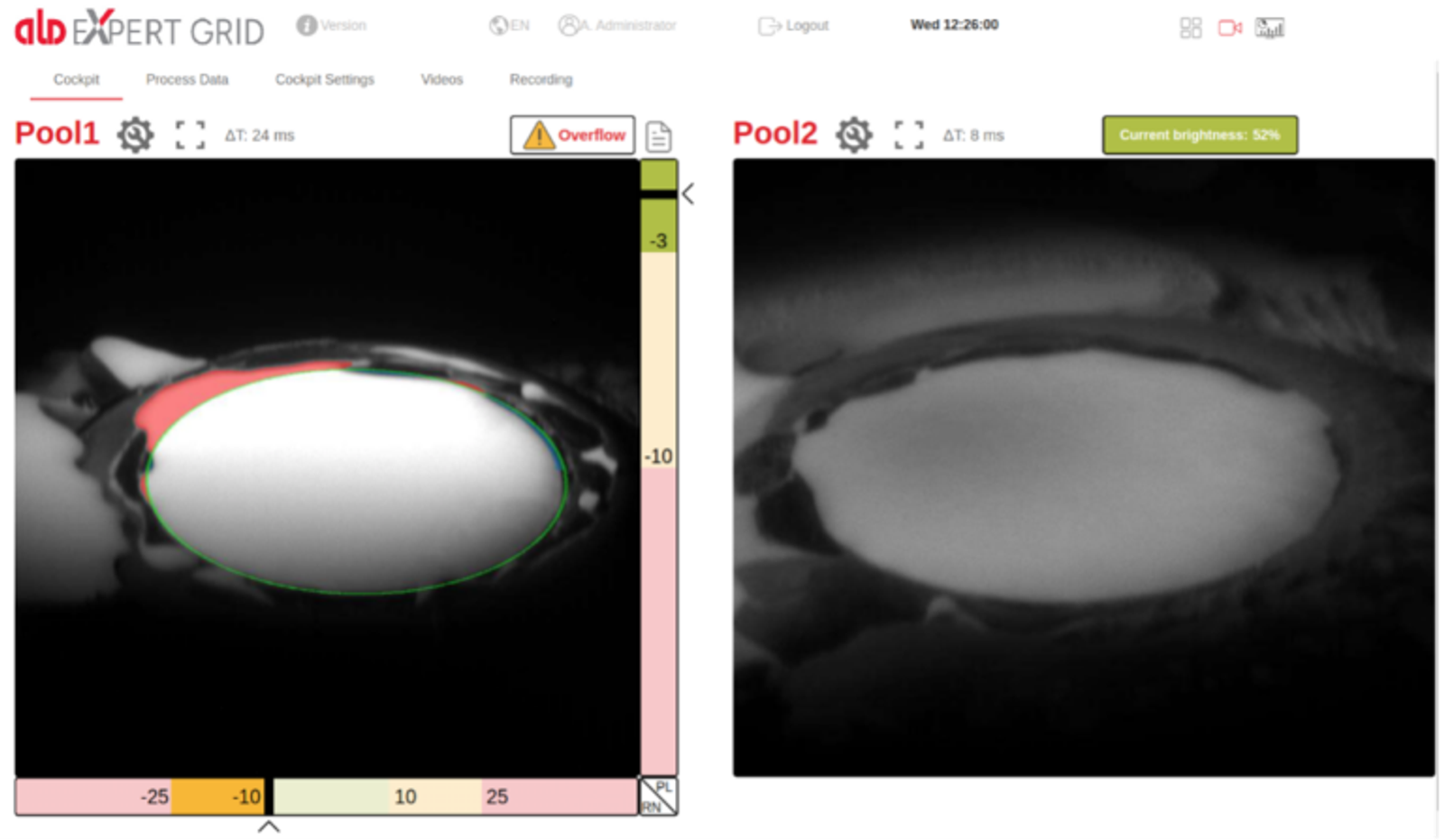 Left: Camera image with EB Vision Monitoring. Right: AOS only, without EB Vision Monitoring.