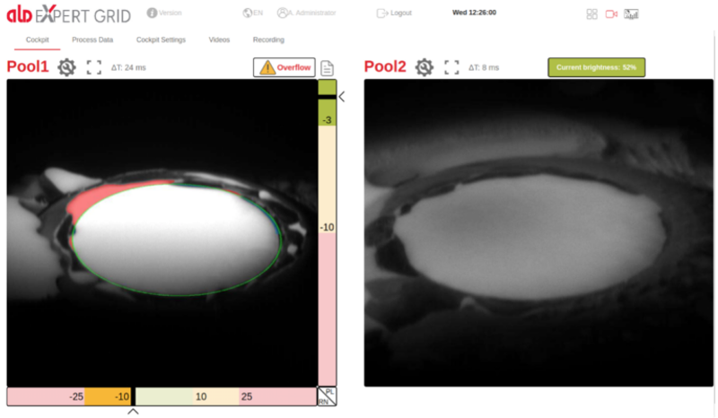 Links: Kamerabild mit EB Vision Monitoring. Rechts: Nur AOS ohne EB Vision Monitoring