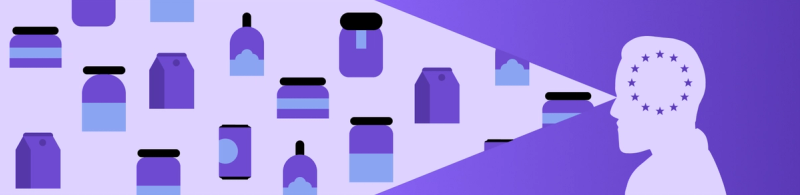 Illustration KI-gestützte Lieferantenauswahl: Analysekopf prüft Produktpalette