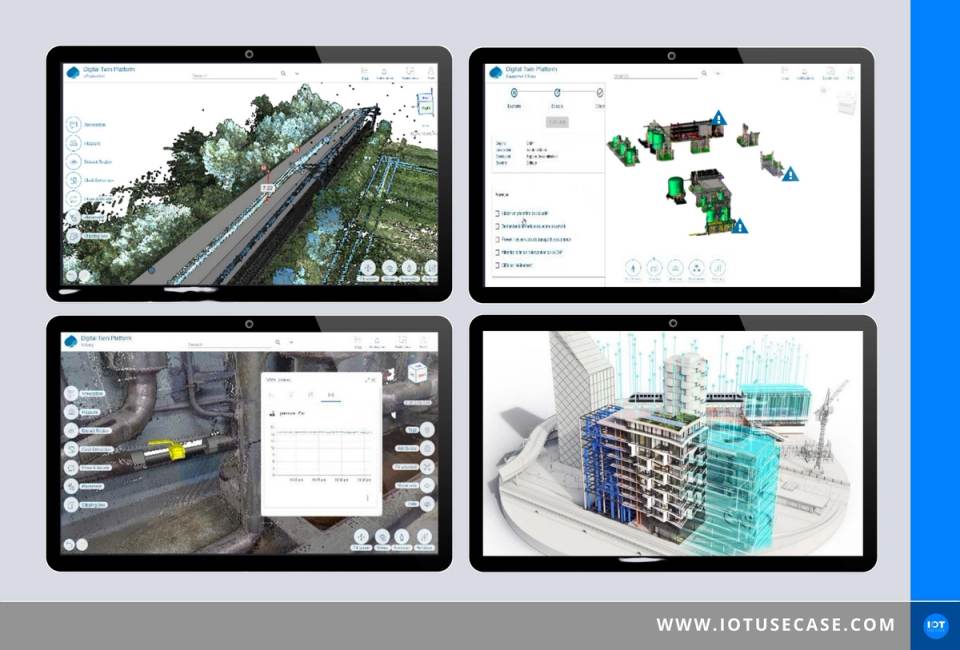 Dreidimensionale Visualisierung eines digitalen Zwillings einer Industrieanlage auf der Plattform Reflect IoD von Capgemini