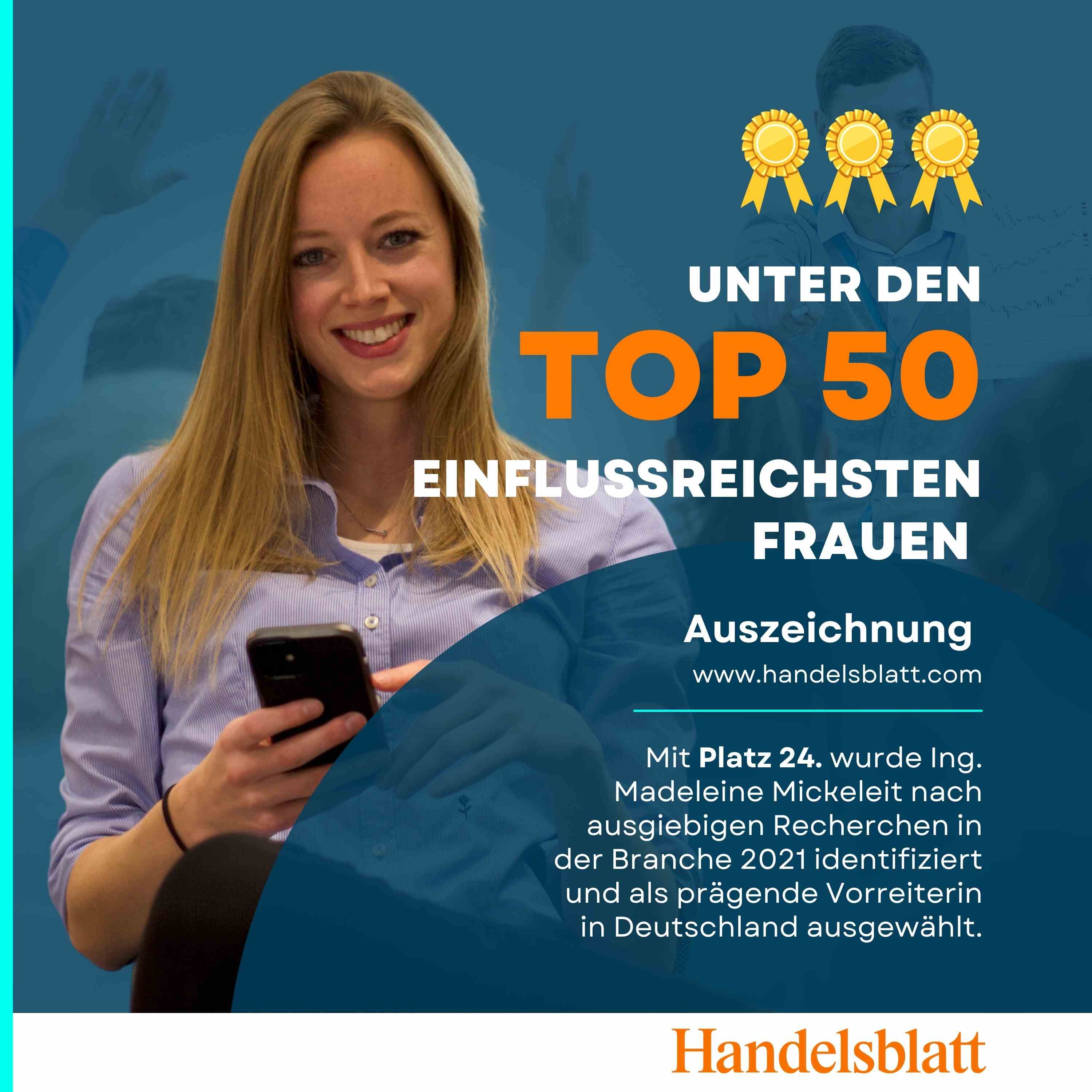 Ing. Madeleine Mickeleit, Handelsblatt Top 50 einflussreichste Frauen