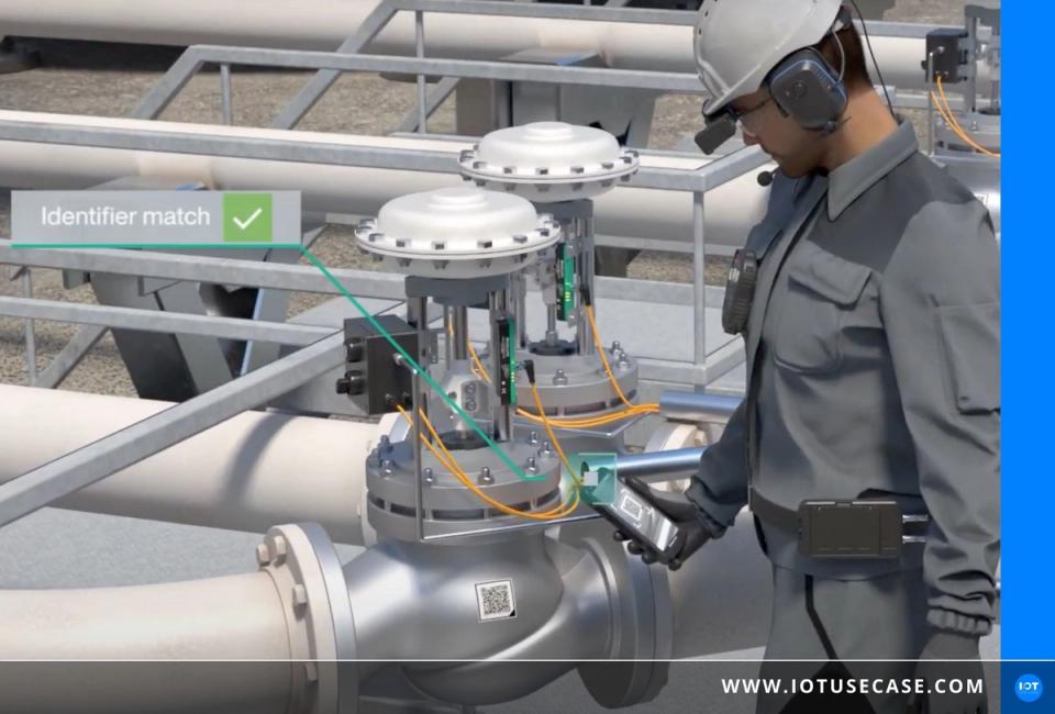 Technician identifies an industrial component via an AR overlay, semantically standardized to the ECLASS data standard