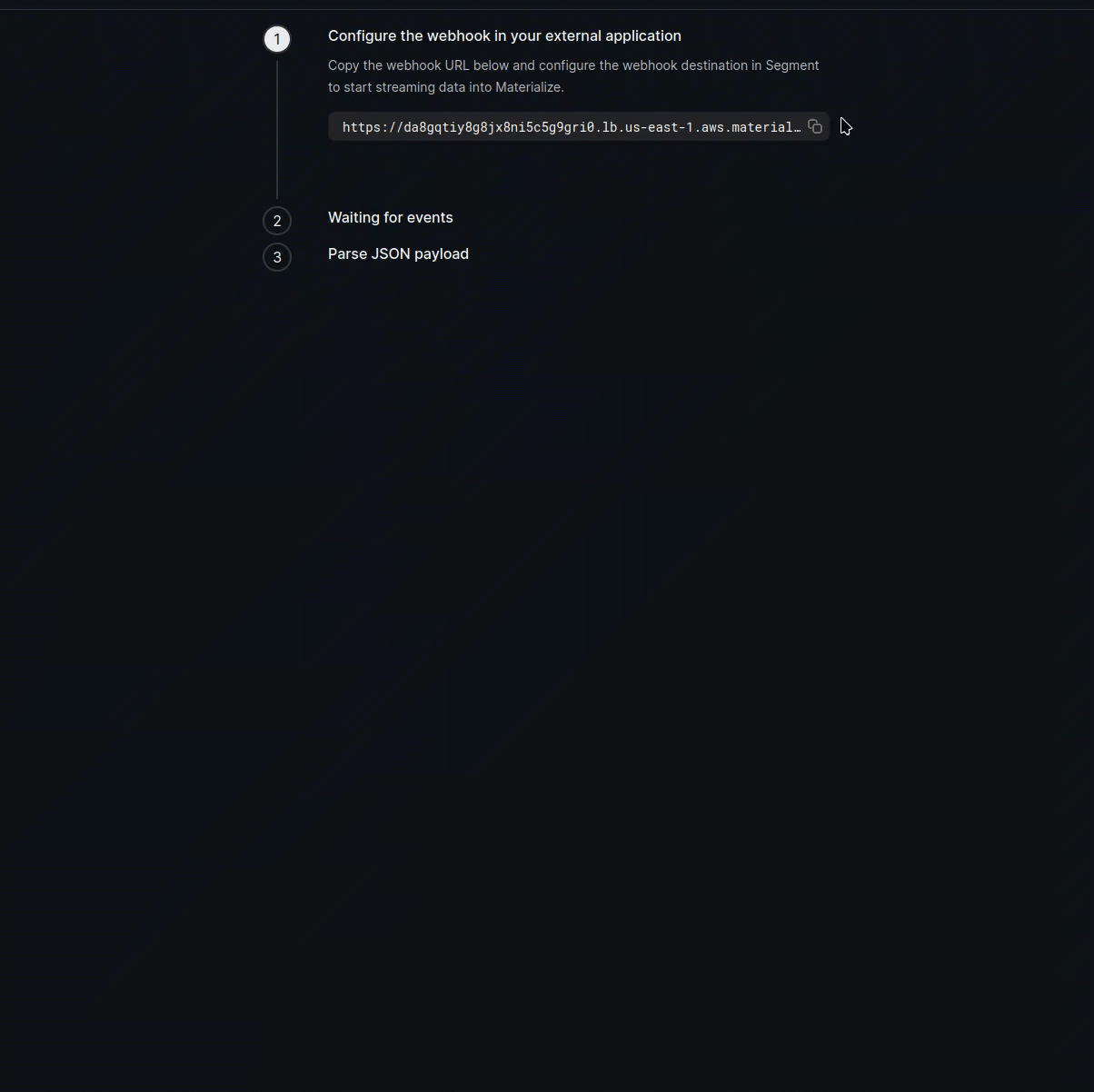 Creating a webhook source via the console