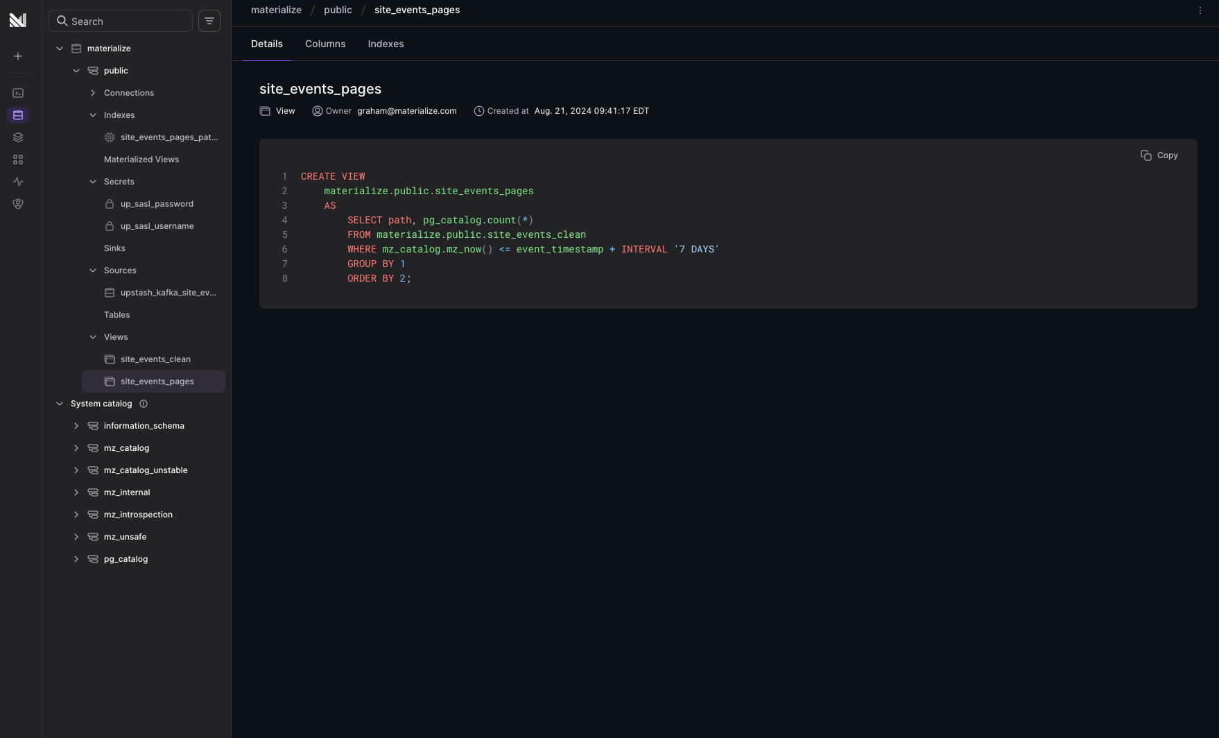 Access the Database Explorer in the 'Data' navigation tab.