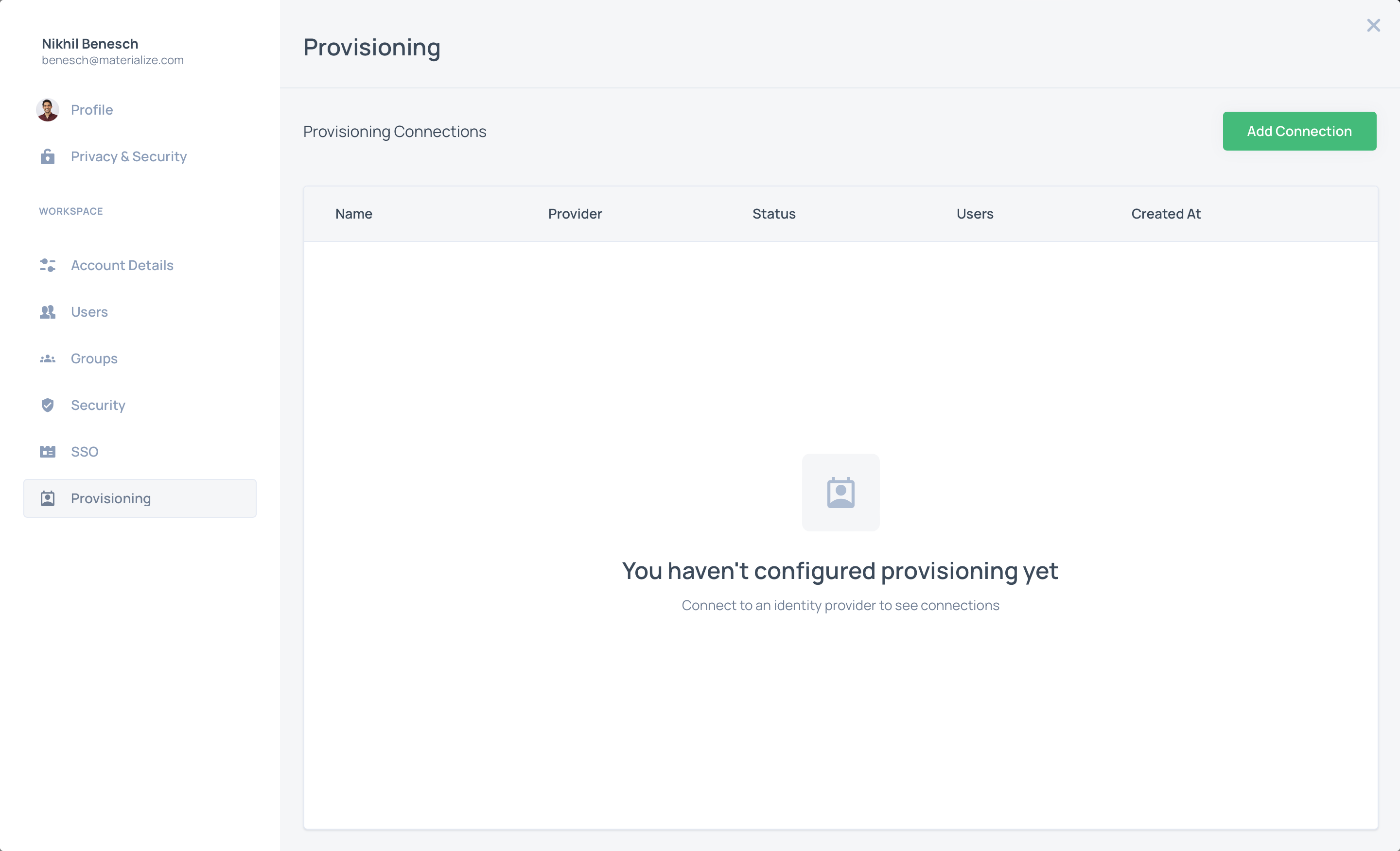 Provisioning UI