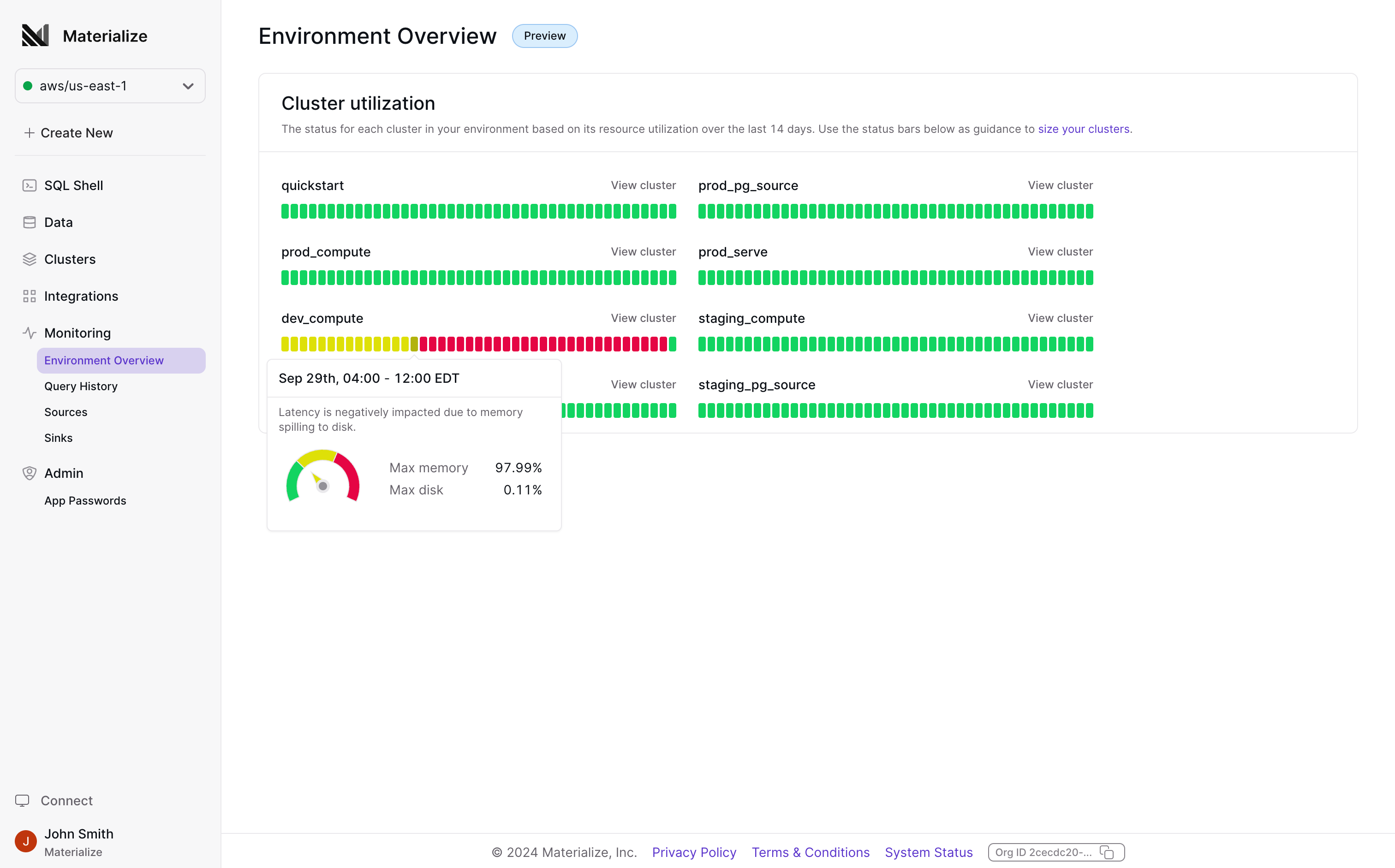 Access the Environment Overview in the main navigation bar.