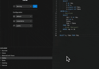 Materialize VS Code Extension Schema Explorer