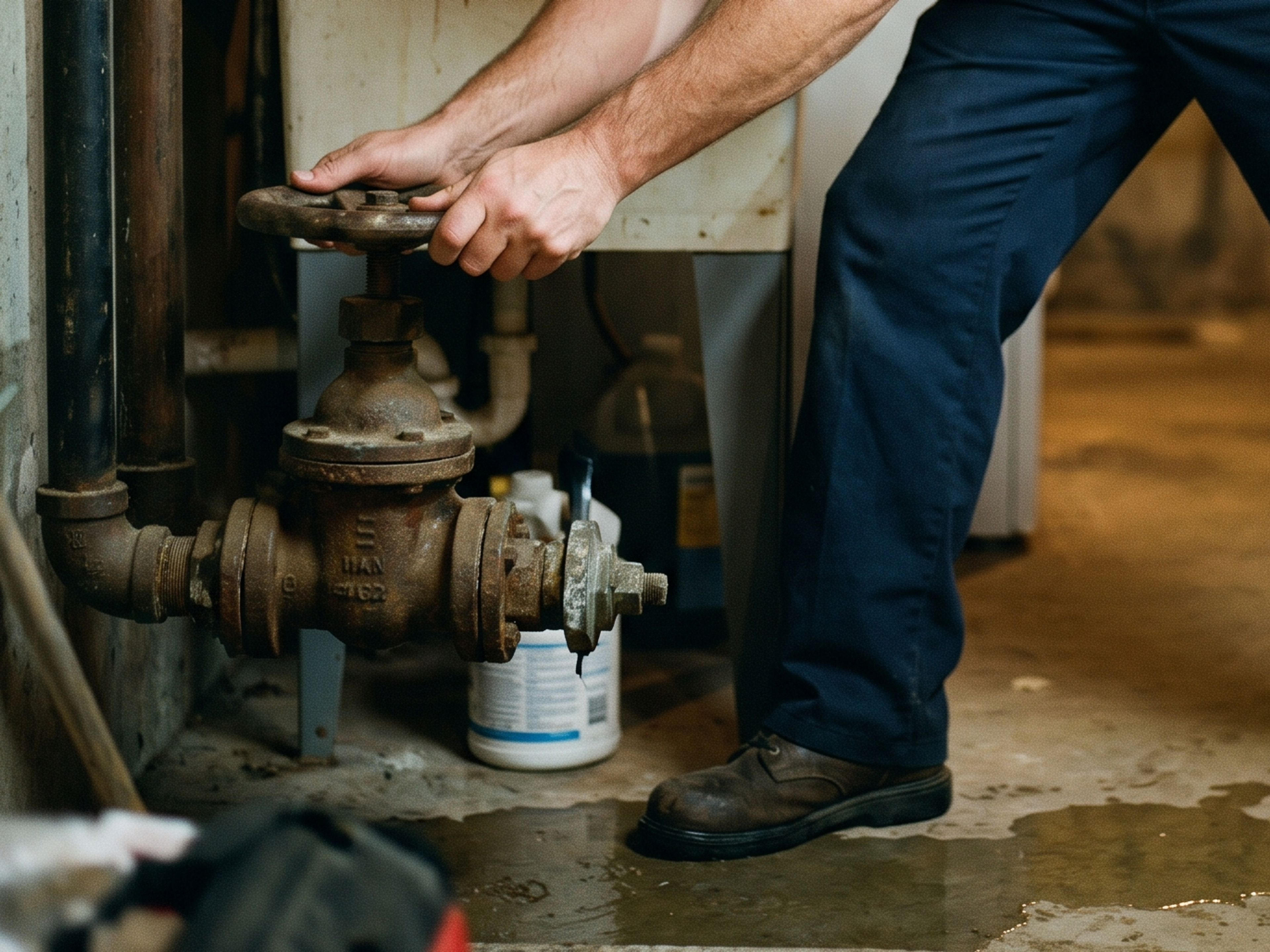 Red Otter Plumber fixing a burst pipe