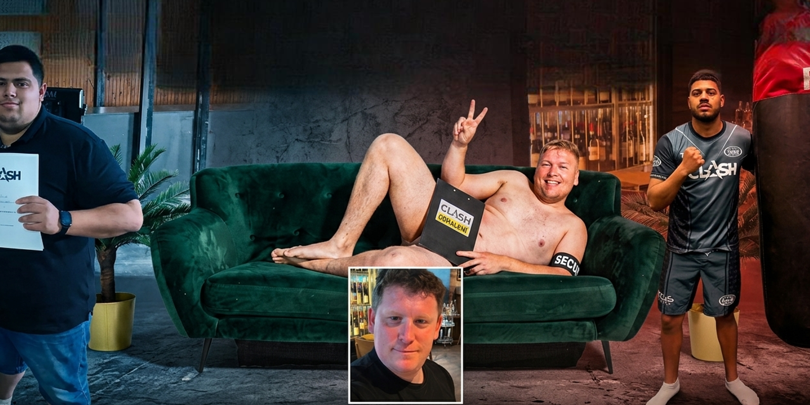 Část týmu kluka s kamením
