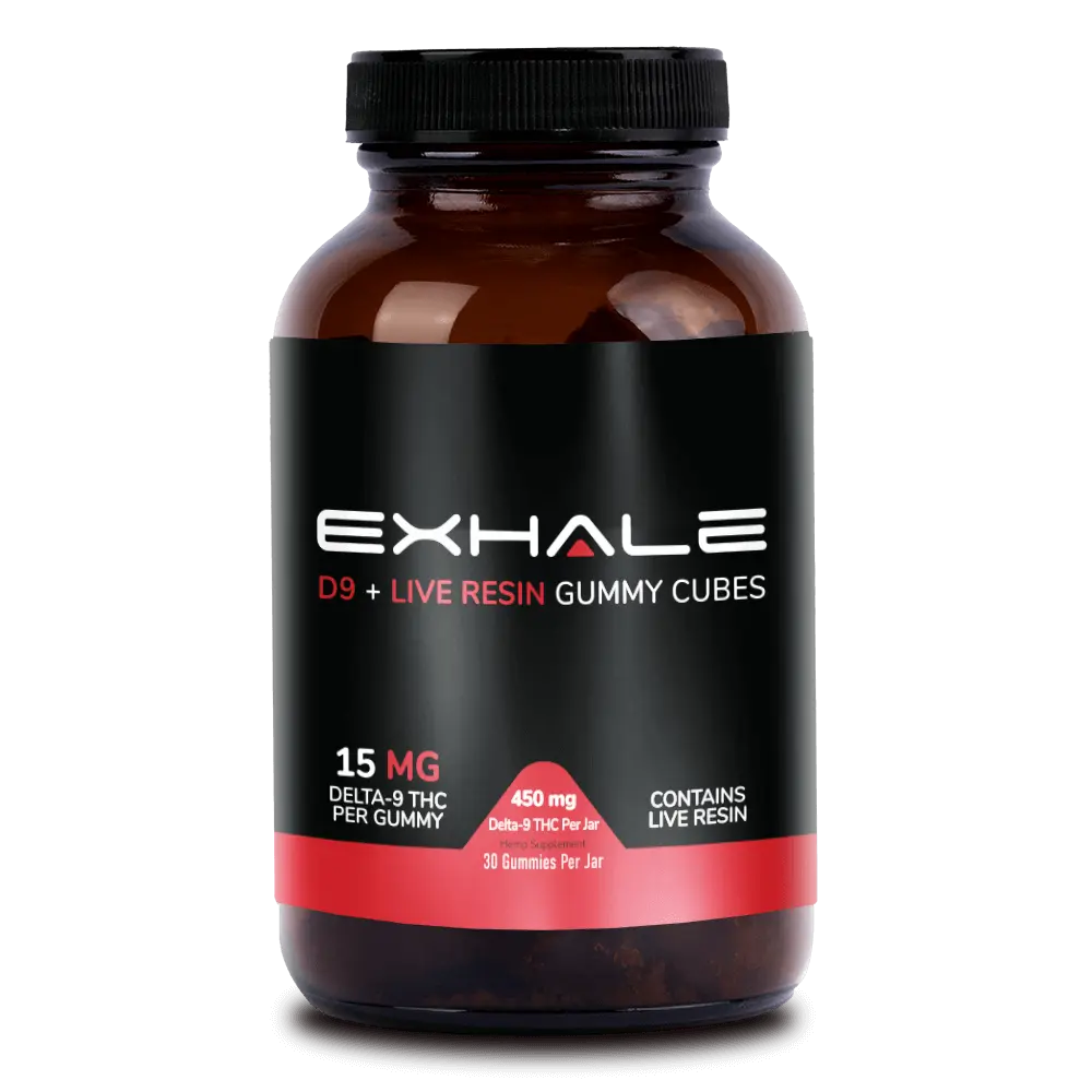 Exhale Wellness Delta 9 Live Resin Gummies Jar 750mg Potency