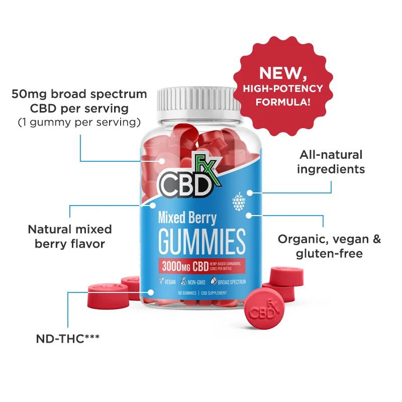 CBDfx Original Mixed Berry CBD Gummies (3000mg) 2