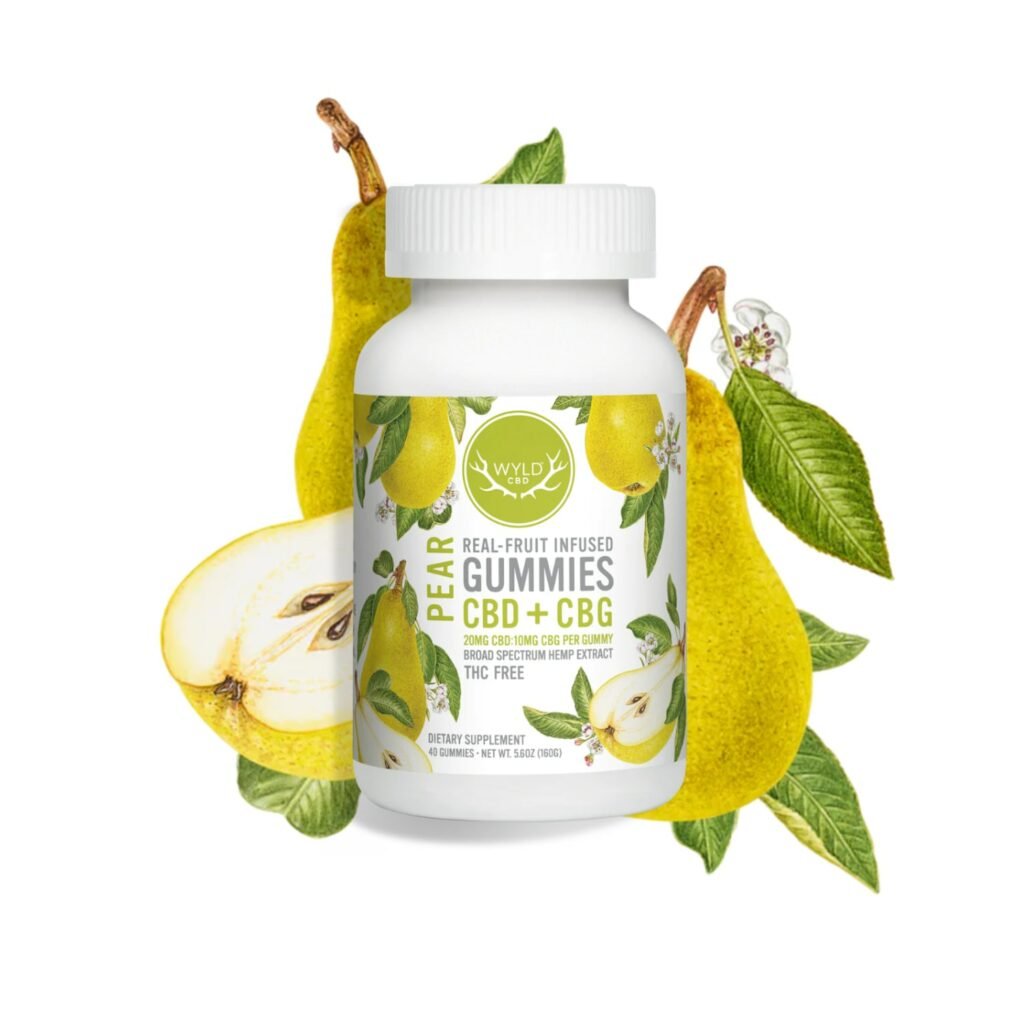 Wyld CBD Pear Gummies 40ct Bottle for Focus and Restoration
