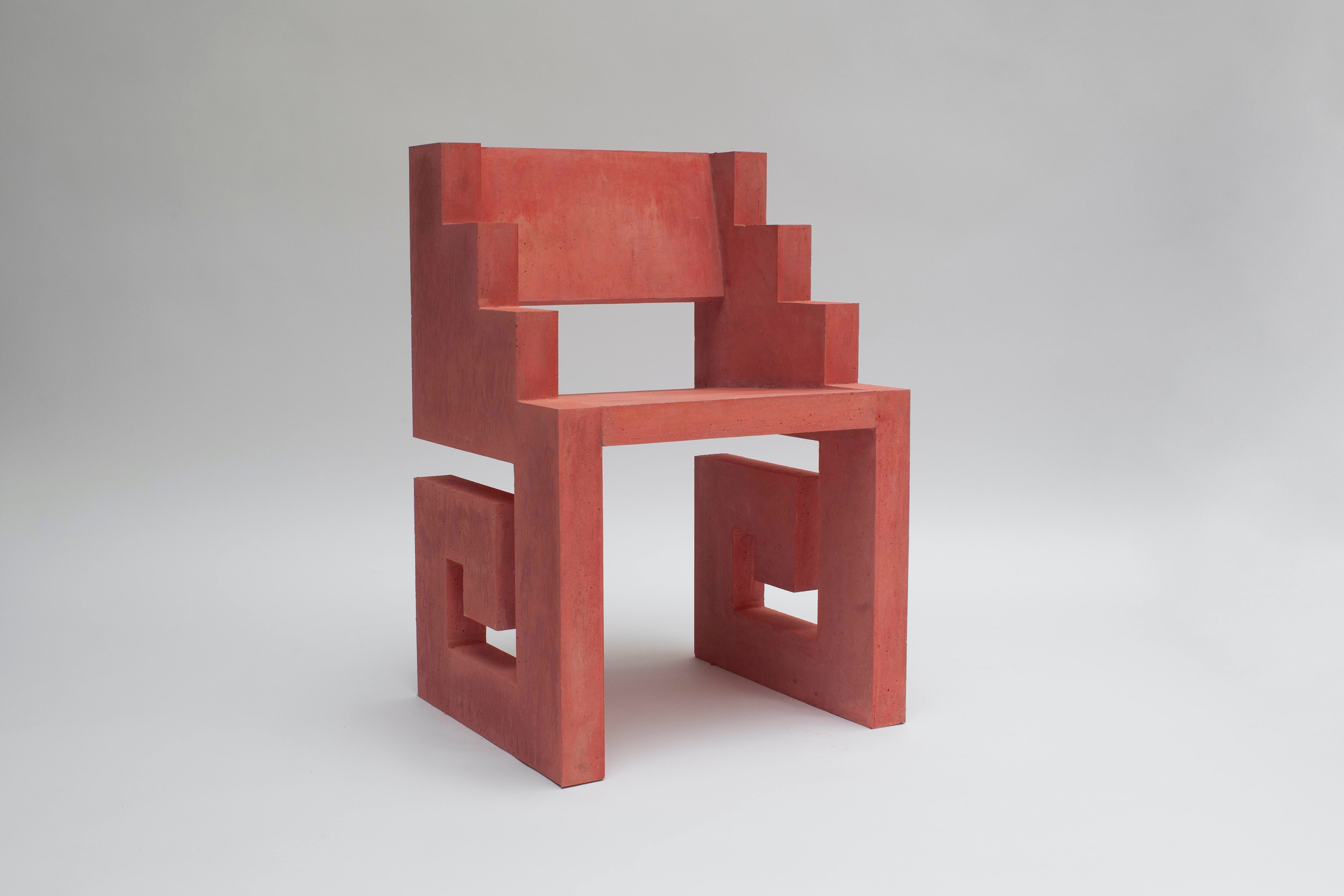 Silla Mitla | 2019 | Concreto rojo | 45 x 54 x 80 CM 