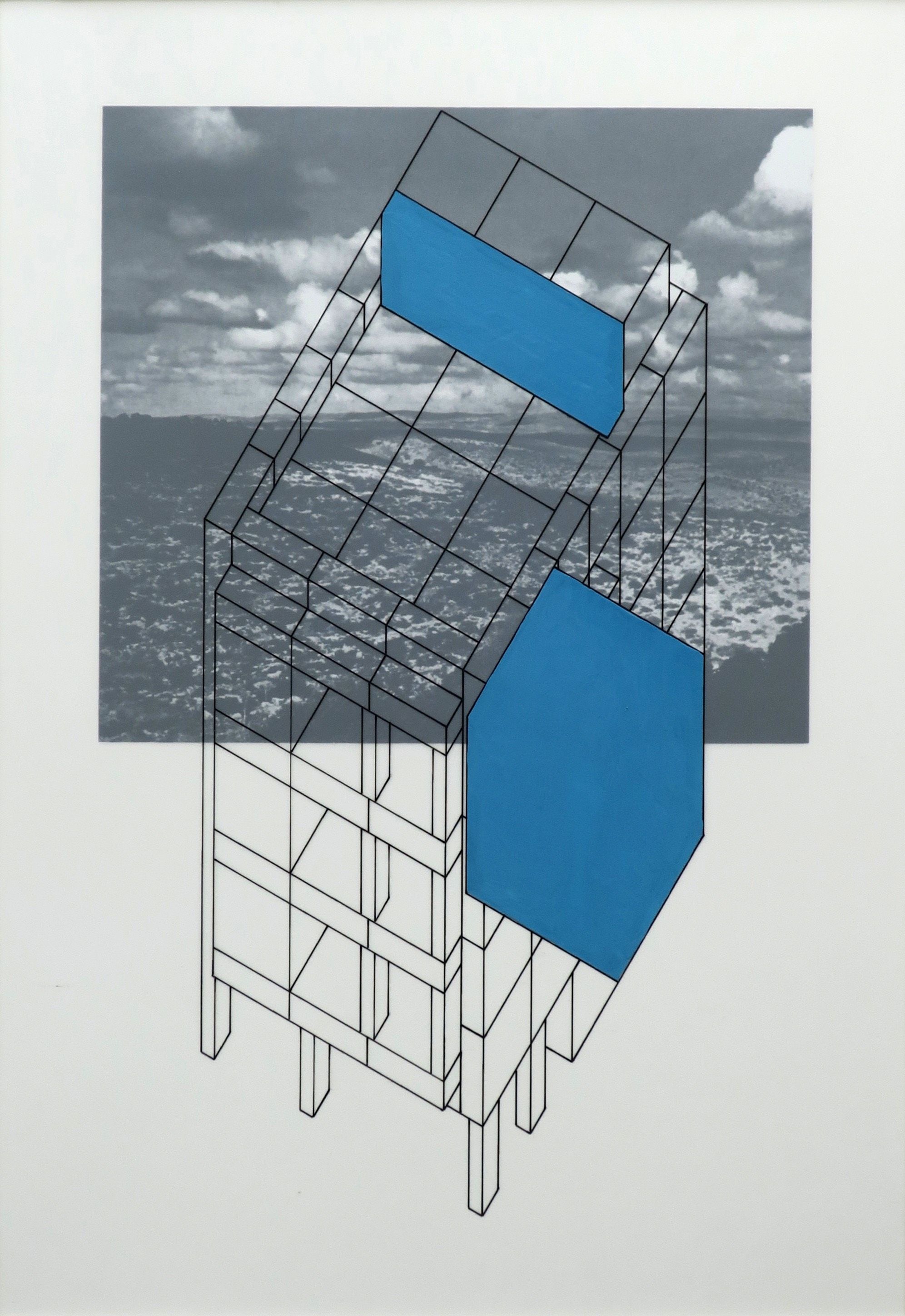 Tel Aviv Study 1 | Tinta y esmalte en mylar, impresión digital en carton de museo | 60.6 x 45.5cm (23.86 x 17.91inches) 2019