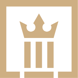 Kingdom Builders Network logo: a crown above three pillars inside a square frame