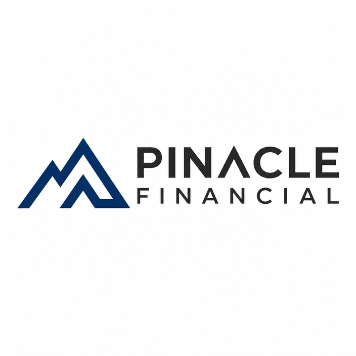 Pinacle Financial logo — a navy mountain-peak mark beside the wordmark in charcoal black.