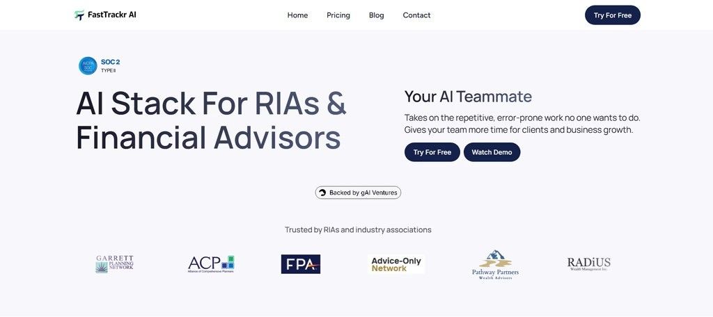 FastTrackr AI, AI Stack For RIAs & Financial Advisors