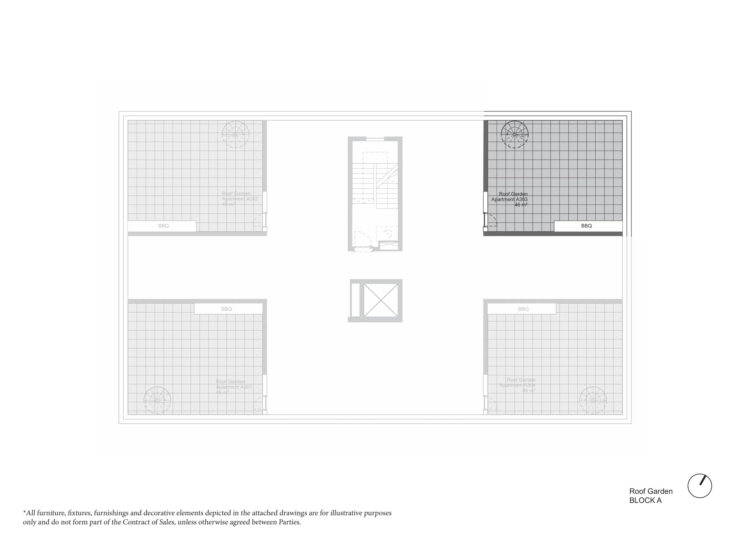 Penthouse A303 — roof garden plan