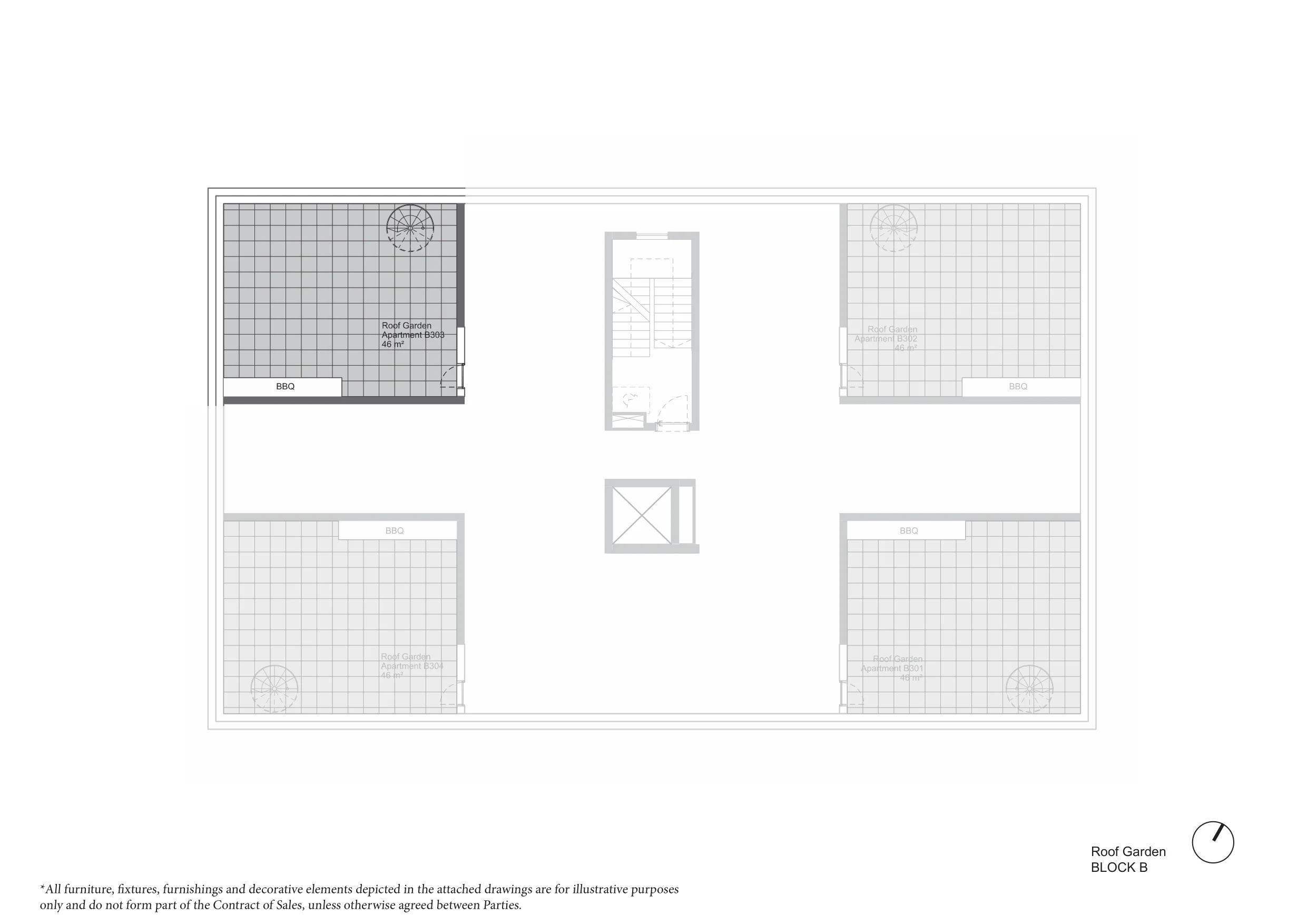 Penthouse B303 — roof garden plan