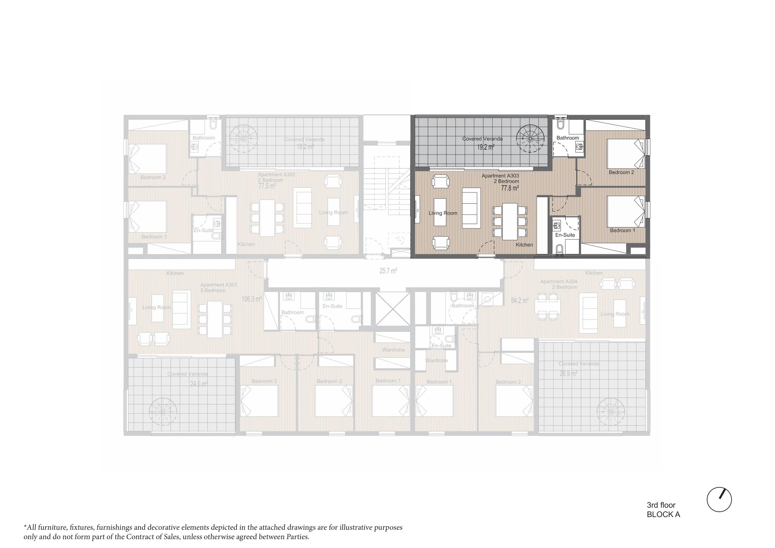 2-bedroom penthouse No. A303 in ARYA, Germasogeia, Limassol — floor plan