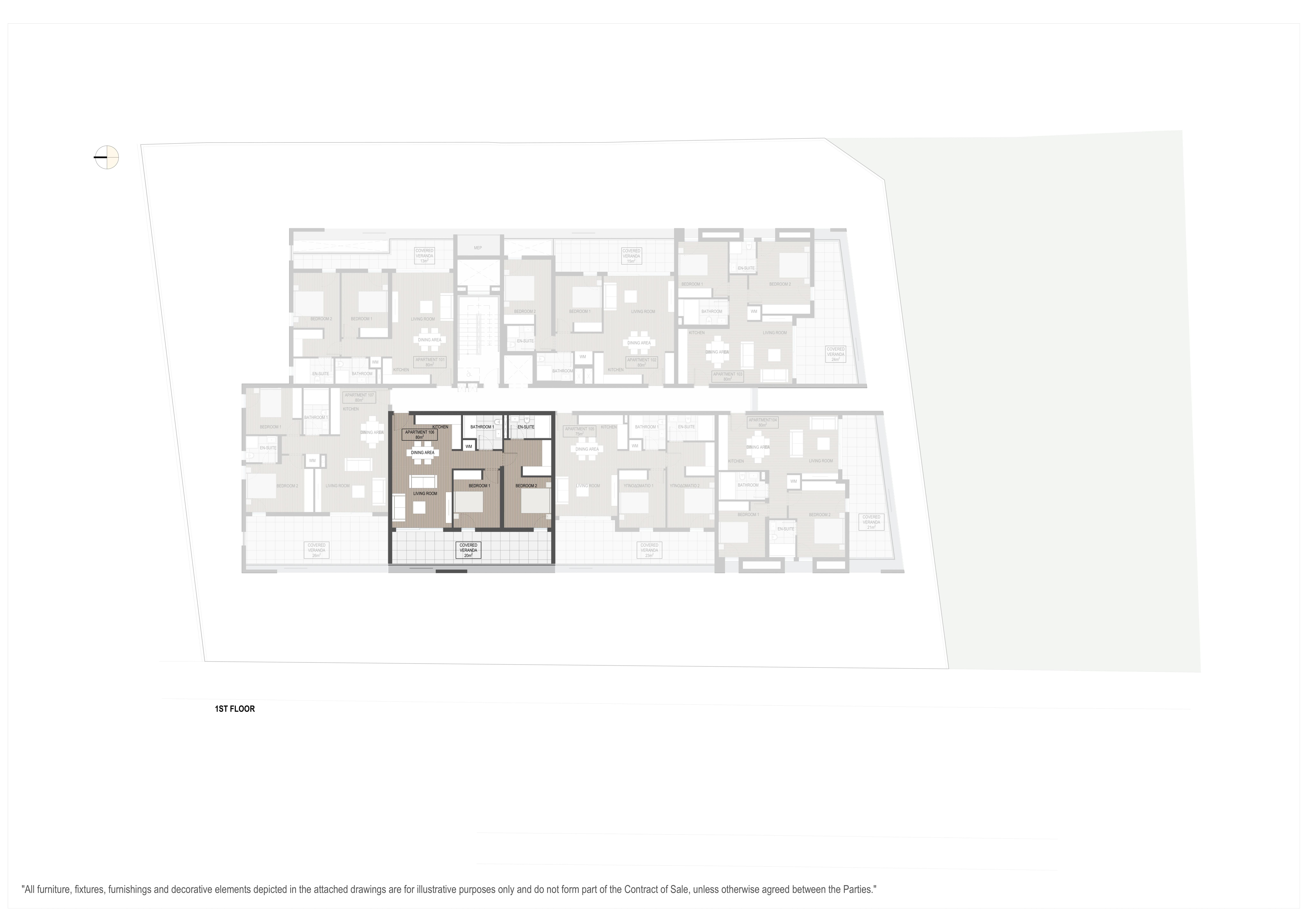 2-bedroom apartment No. 106 in LYNEA, Linopetra, Limassol — floor plan