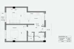 דירת חדר שינה אחד מס׳ 103 ב-ITHAKA Homes, פילה, לרנקה — תוכנית דירה