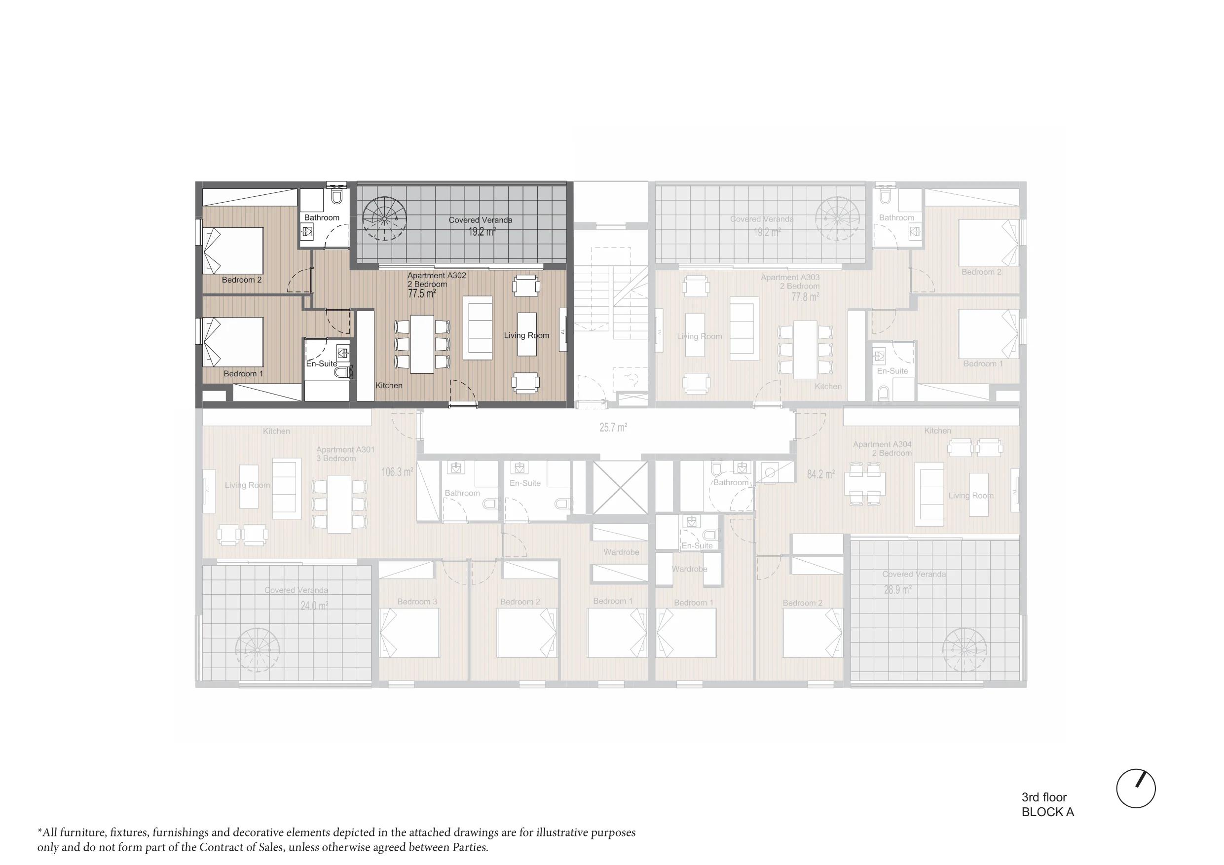 2-bedroom penthouse No. A302 in ARYA, Germasogeia, Limassol — floor plan