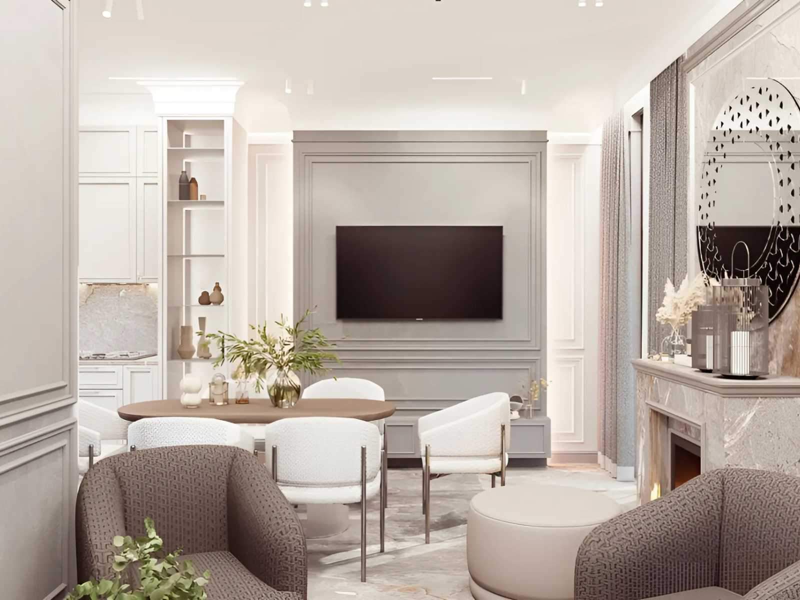 ITHAKA Homes — סלון ופינת אוכל, הדמיית עיצוב