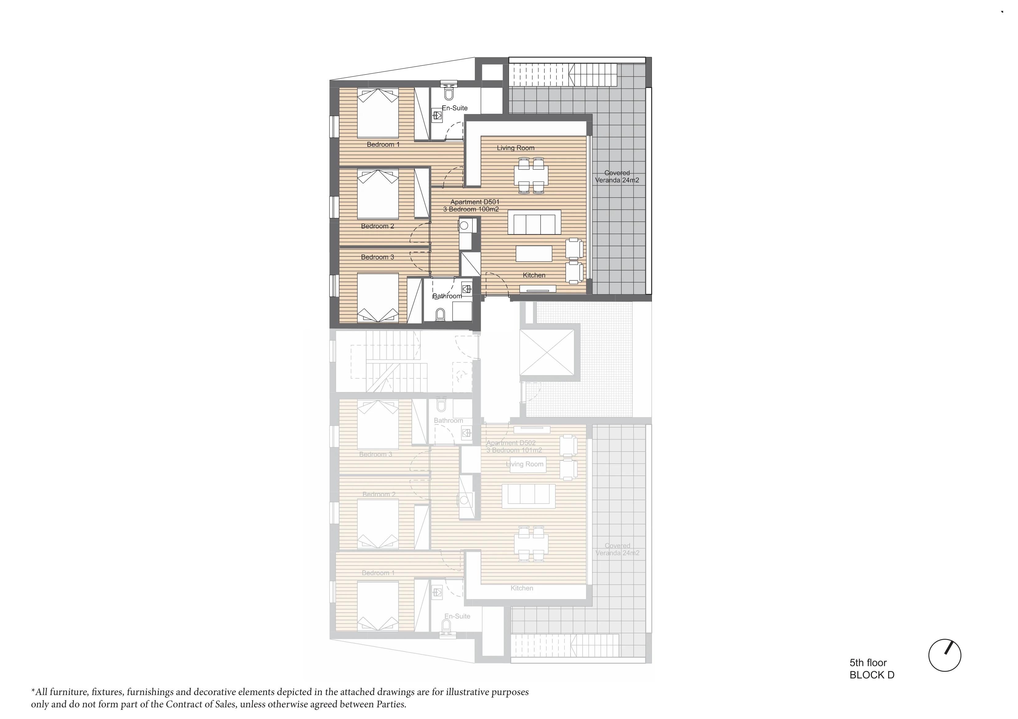 3-bedroom penthouse No. D501 in ARYA, Germasogeia, Limassol — floor plan